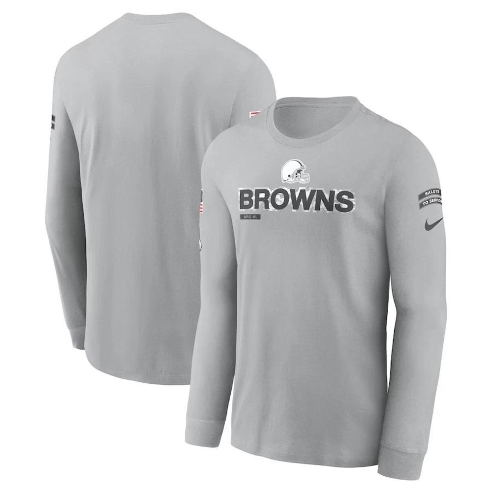 Mens Cleveland Browns Nike Long Sleeve T Shirt Salute To Service Gray Size M NWT